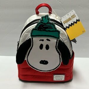 NWT Loungefly. X Peanuts Winter Snoopy mini Backpack